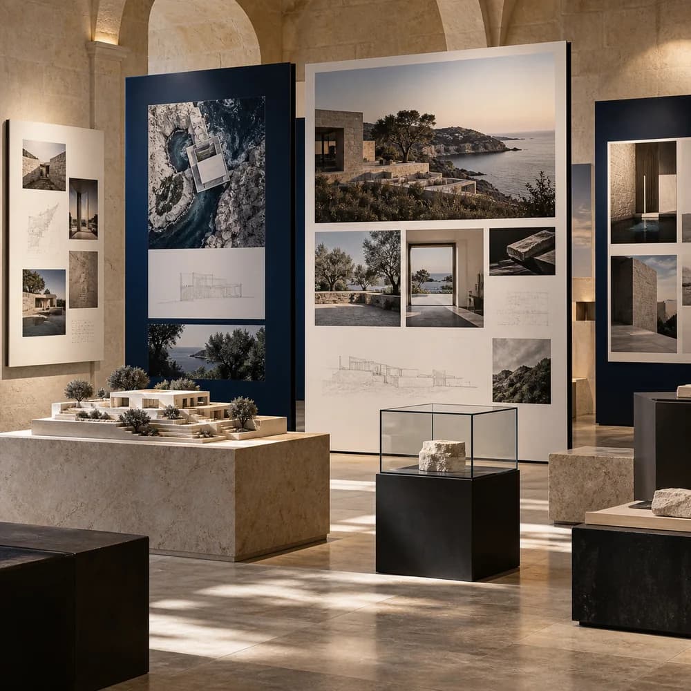 Mimari proje panoları ve seçilmiş iş görselleriyle hazırlanmış premium portfolio galerisi